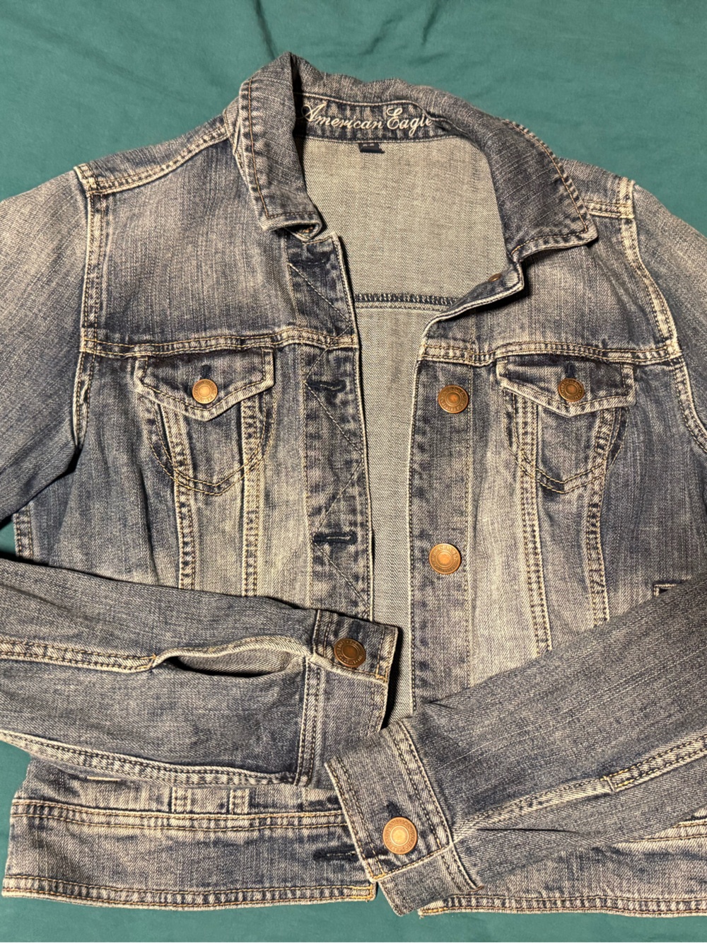 American Eagle Outfitters Faded Denim Jacket in Light Blue